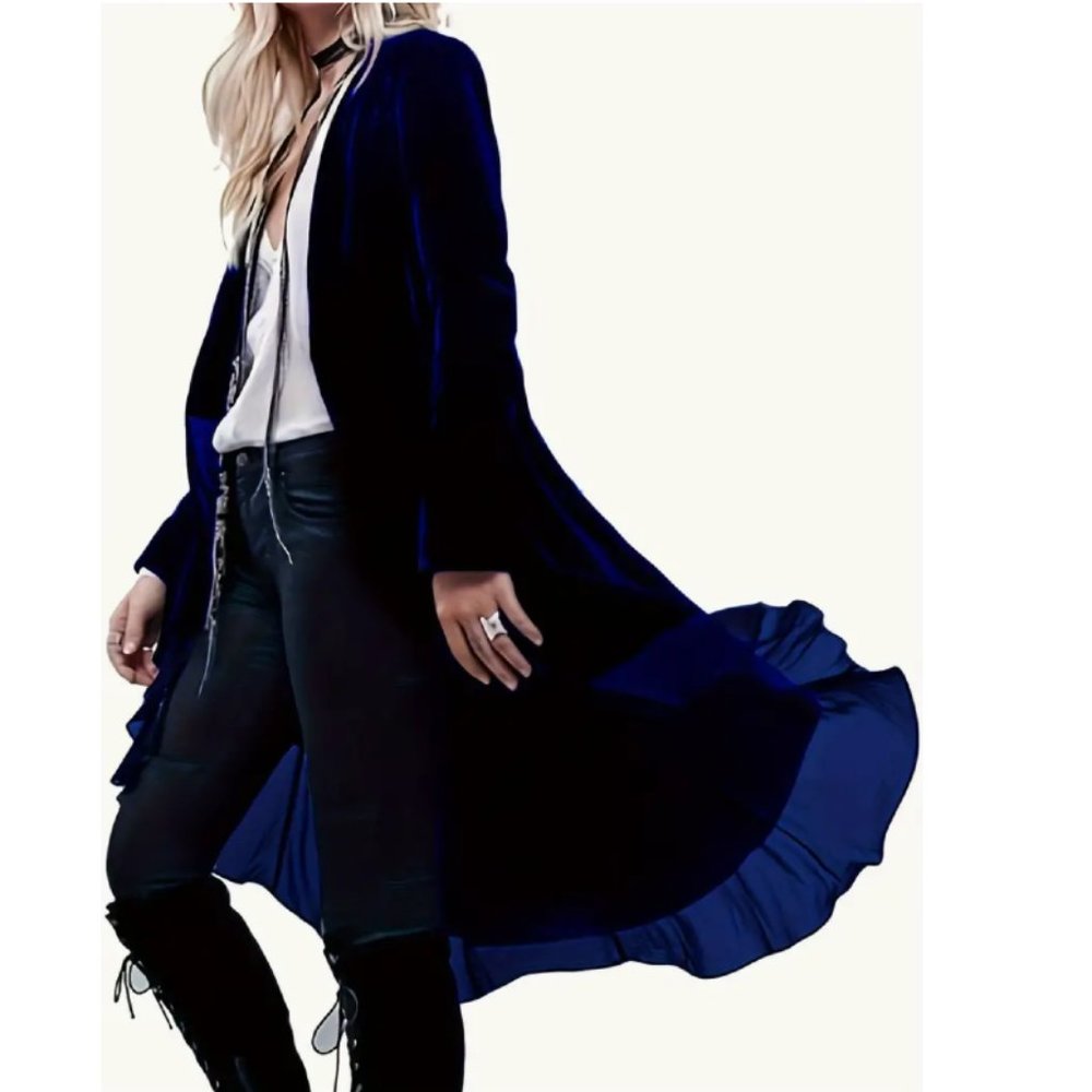 Midnight Navy Blue Velvet Jacket